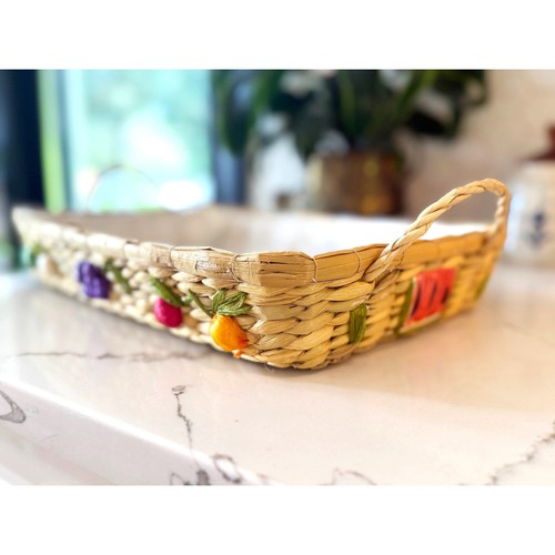 Vintage raffia fruit nesting - fruit,