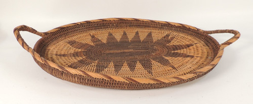 Vintage woven wicker oval - woven, tray