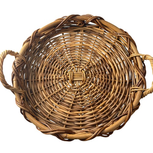 Vtg round wicker - vtg, tray