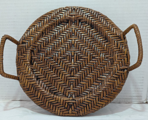 Vintage woven rattan serving - rattan,